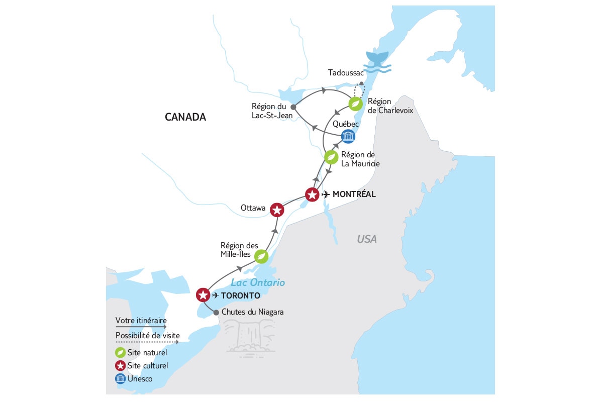 Canada - Est Canadien - Autotour de Niagara à Tadoussac - Itinéraire Impression