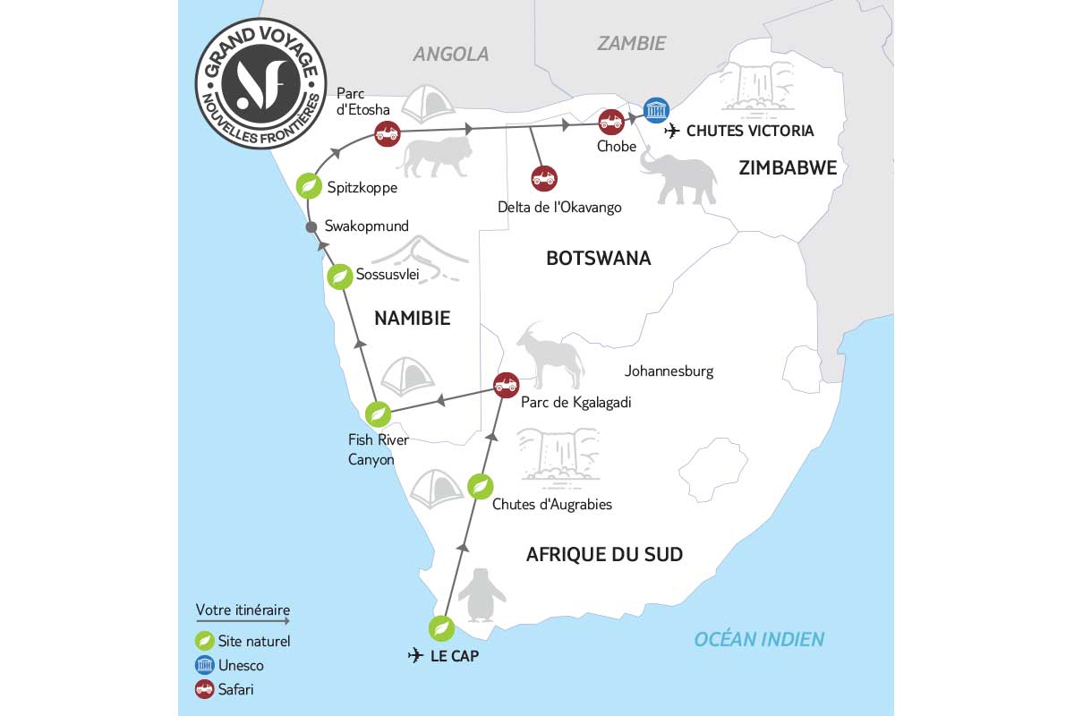 Afrique du Sud - Botswana - Zimbabwe - Circuit Chemins Oubliés d'Afrique Australe (sens Chutes Victoria - Le Cap)