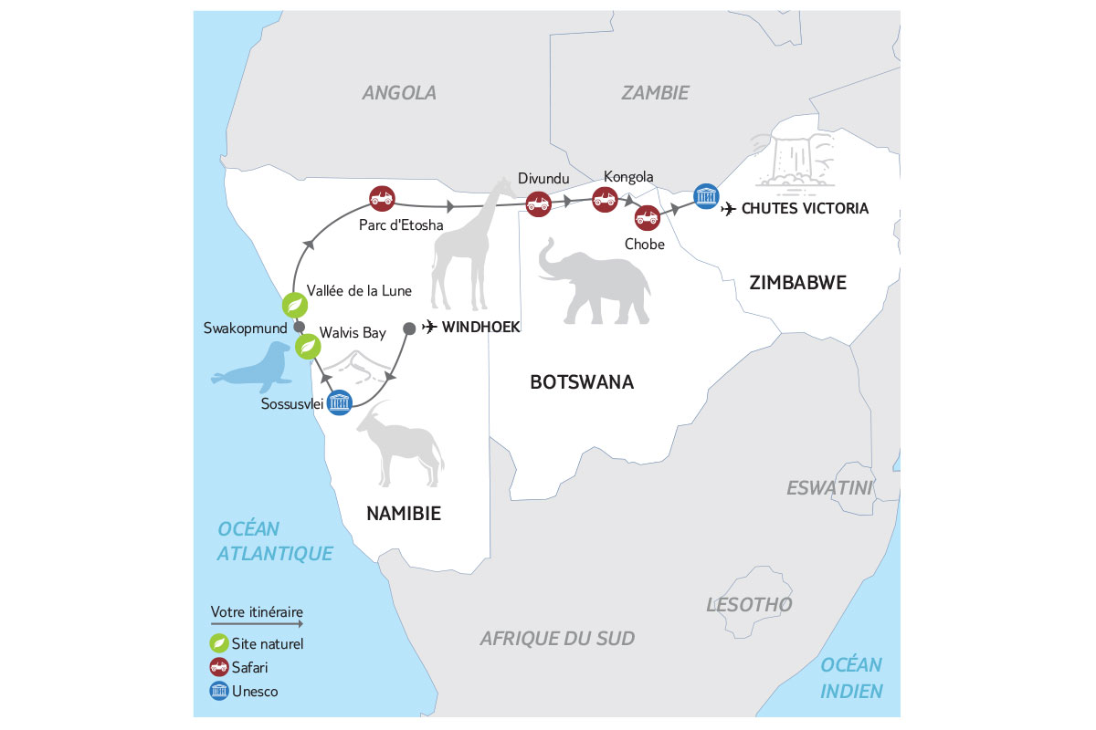 Botswana - Namibie - Zimbabwe - Circuit Trésors d'Afrique australe