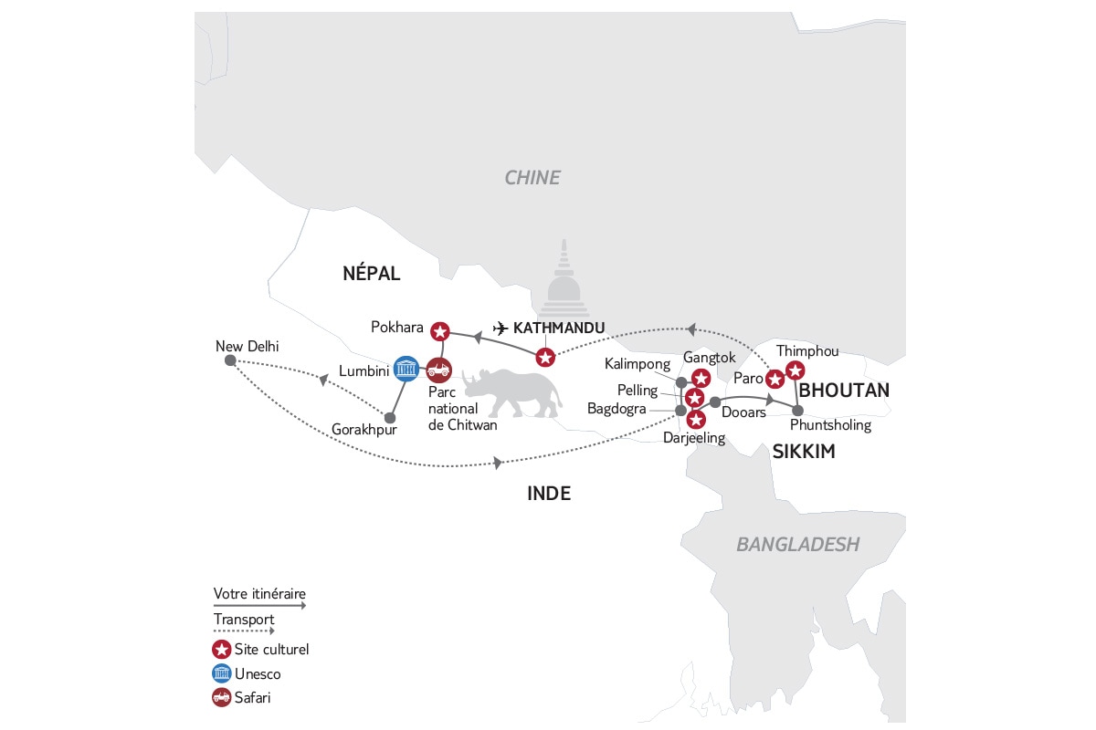 Bhoutan - Inde - Inde du Nord et Rajasthan - Népal - Circuit Népal, Bengale Occidental, Sikkim et Royaume du Bhoutan