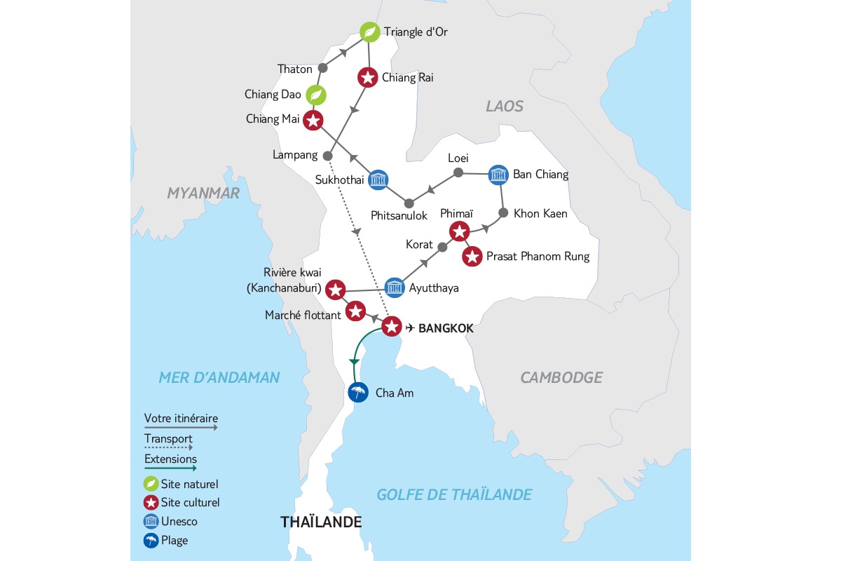 Thaïlande - Circuit Grande Découverte de la Thaïlande et extension 4 nuits à Cha Am