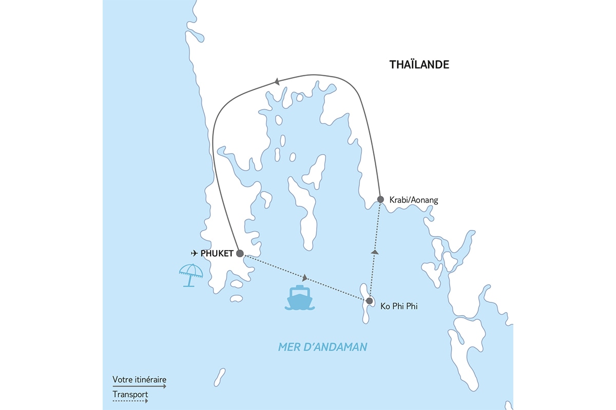 Combiné Découverte et Détente Escale balnéaire 9 nuits - 4 nuits Phuket, 2 nuits île de Ko Phi Phi, 3 nuits Krabi - 7