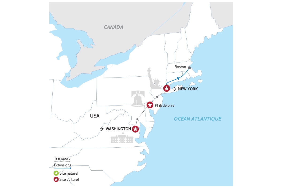 Etats-Unis - Est Américain - Road Trip Les Capitales de l'Est en train avec extension à Boston