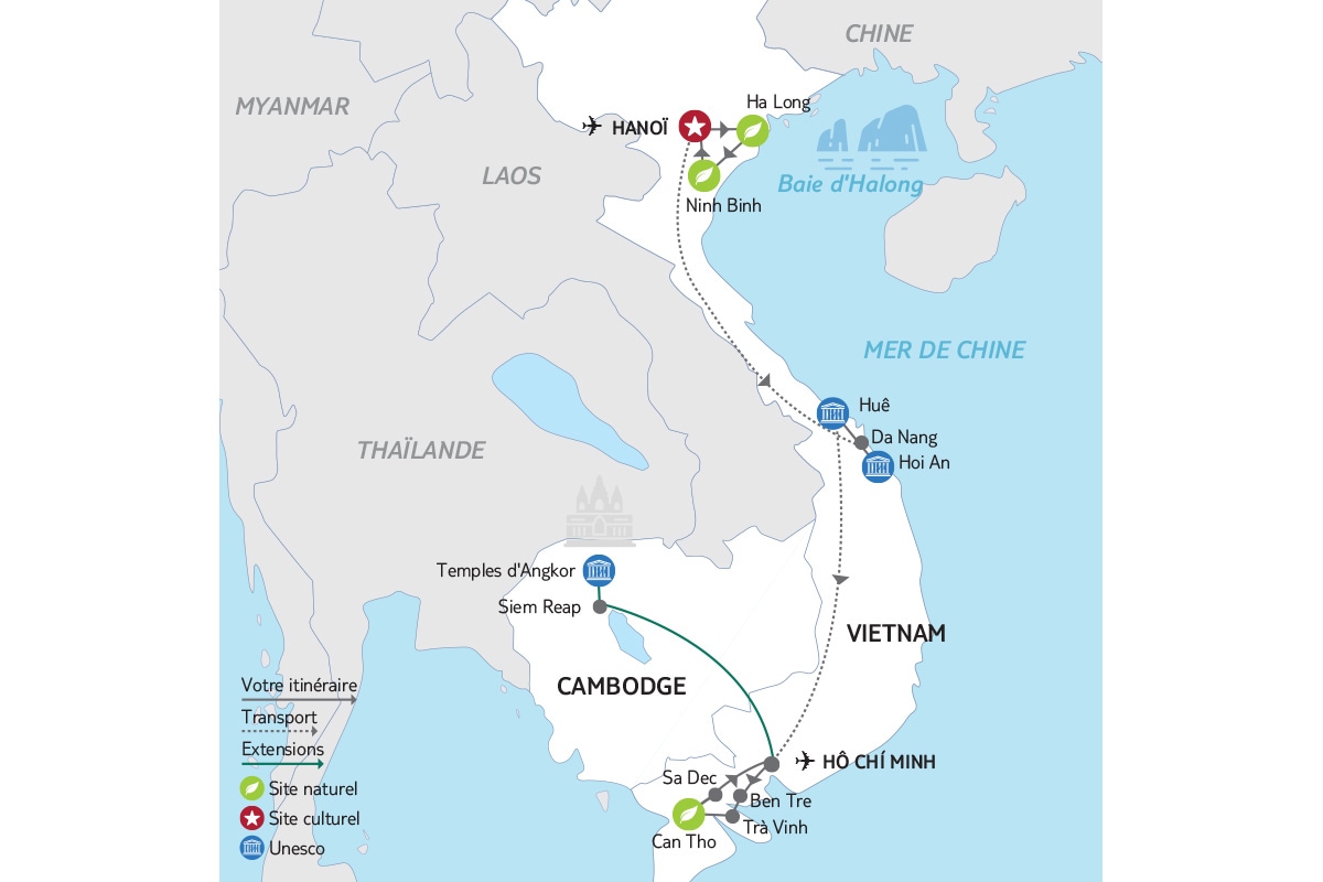 Cambodge - Vietnam - Circuit Histoires et paysages + Extension aux temples d'Angkor