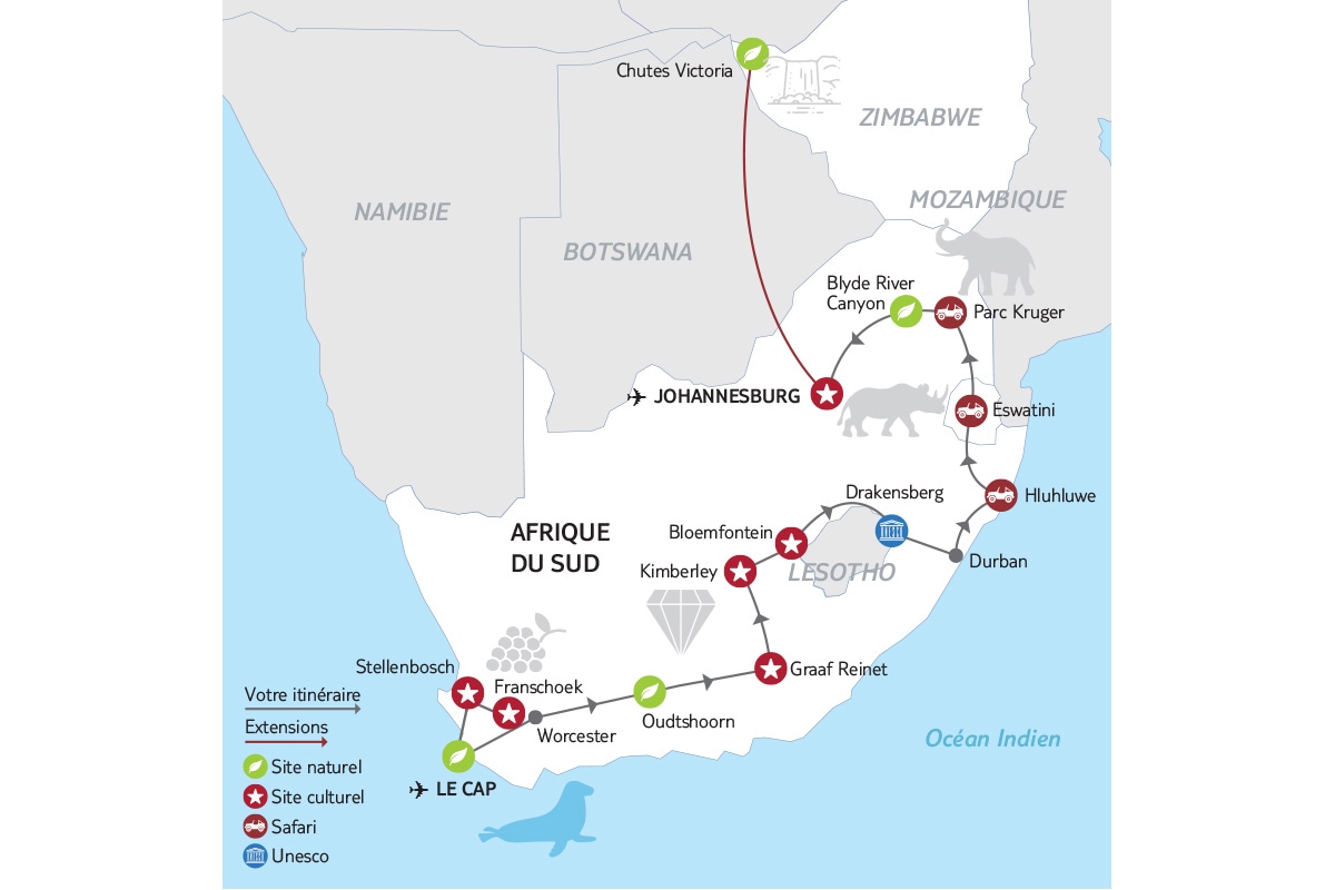 Afrique du Sud - Swaziland - Eswatini - Circuit Voyage au pays arc-en-ciel, le grand tour de l'Afrique du Sud